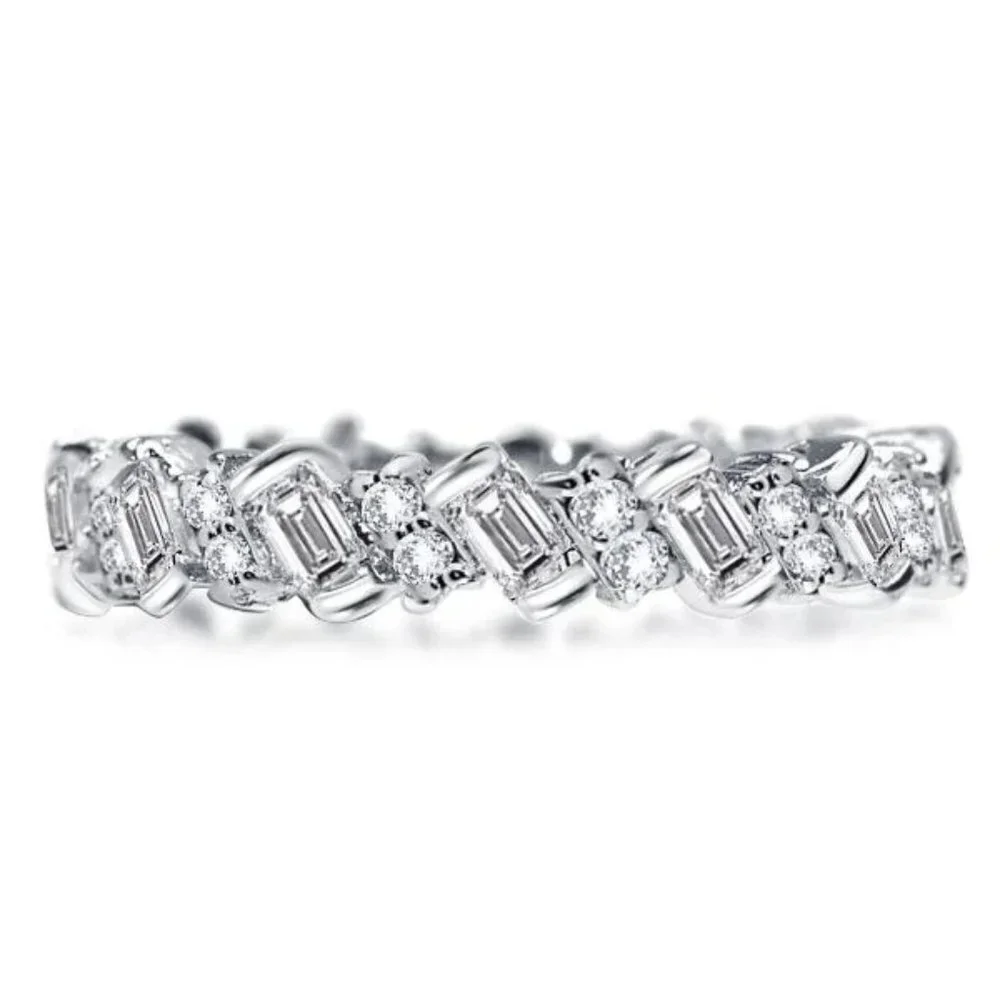 🌸Fashion Dainty Shiny Gems Zircon Silver Eternity Ring for Women,MARR9108